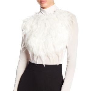 NEW Garcia sheer feather top blouse size s